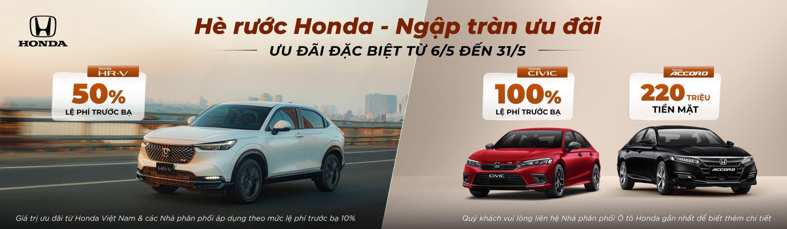 chương trình khuyến mãi dành cho các dòng ô tô Honda